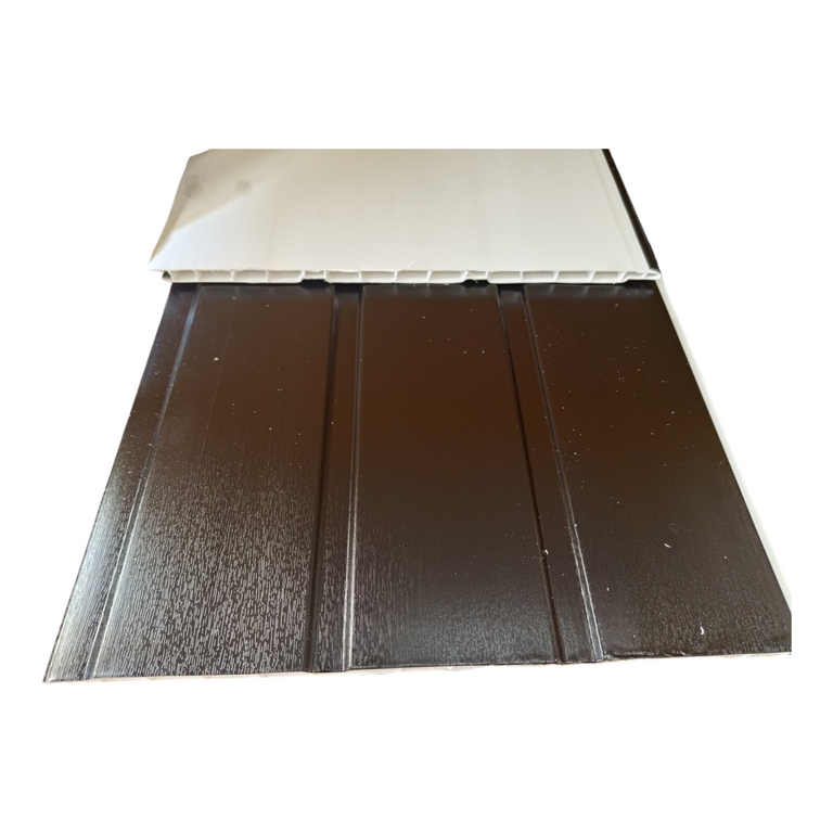300mm UPVC Hollow Soffit Board 5mtr Black Woodgrain Foiled